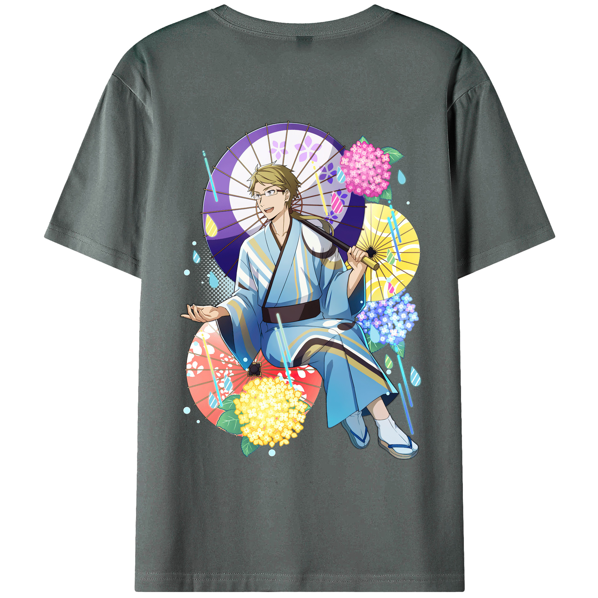 （画像用） 文豪ストレイドッグス Bungo Stray Dogs 綿100％ メンズ半袖Tシャツ（バックプリント） 通気性
